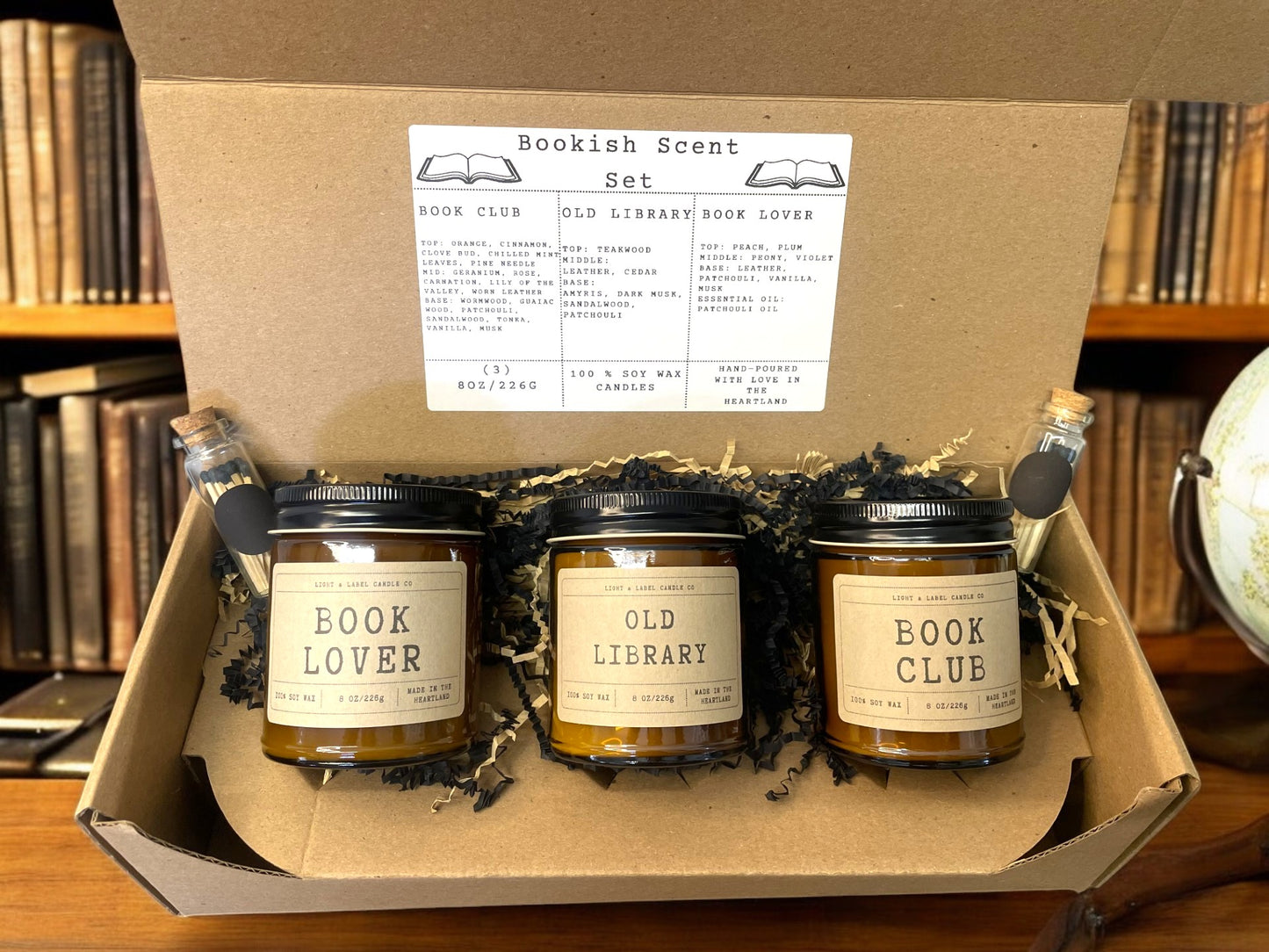 Bookish Candle Set | Library Book Lover Gift Set | Candle Gift Box | Book Lover Candle | Bookworm Gift Set | 3 Pack Soy Wax Candles Gift Set