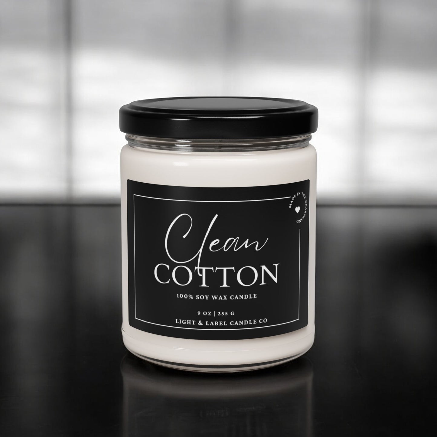 Clean Cotton Soy Wax Candle| Candle Gift in Jar| Soy Natural Non Toxic Hand-Poured Soy Wax Candle | Classic