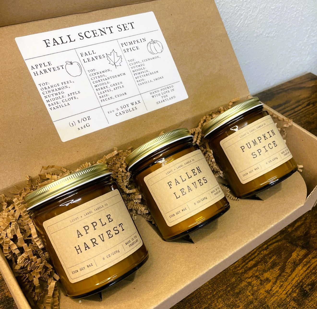 Fall Candles Gift Set | Pumpkin Spice, Apple Harvest, Fallen Leaves Non-Toxic Soy Wax Candles Gift | 3 Pack Candles Gift Set for Fall Lover
