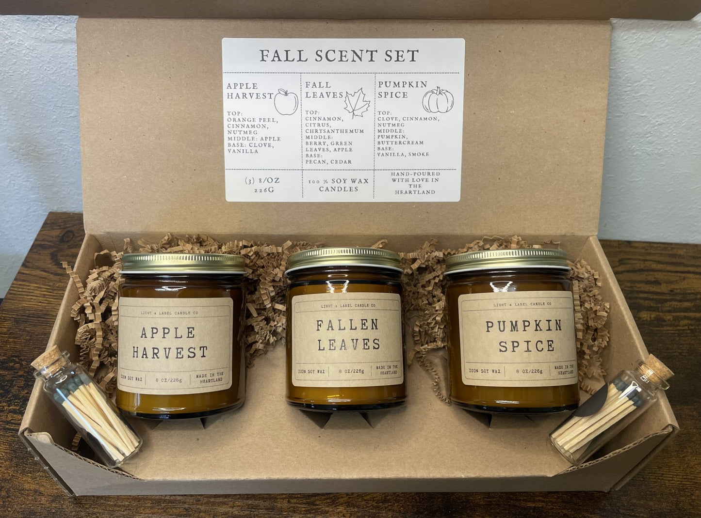 Fall Candles Gift Set | Pumpkin Spice, Apple Harvest, Fallen Leaves Non-Toxic Soy Wax Candles Gift | 3 Pack Candles Gift Set for Fall Lover