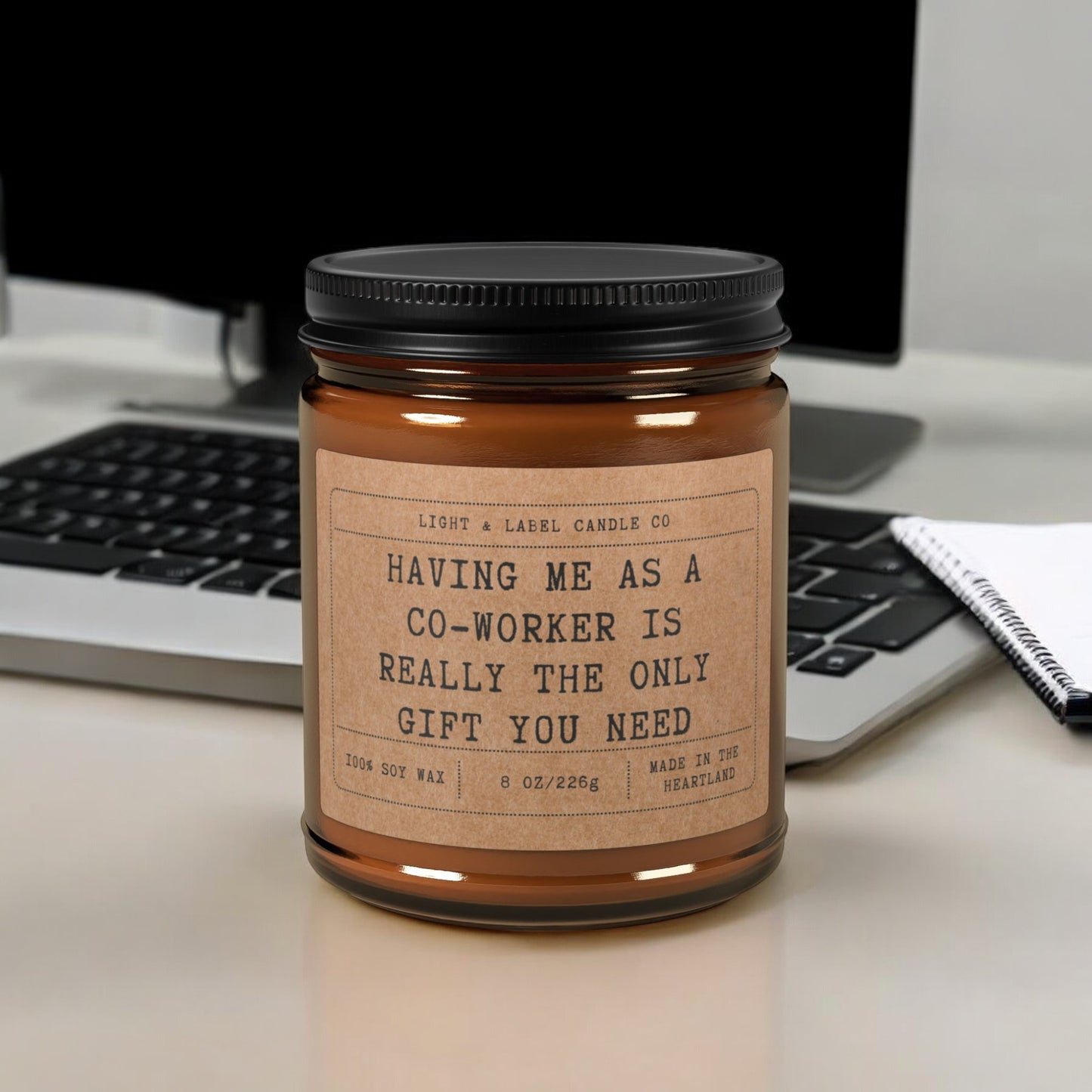Funny Co-Worker Gift, Gift for Coworker, Scented Jar Candle Gift, Sarcastic CoWorker Gift, Birthday Gift for Coworker, Work Christmas Gift