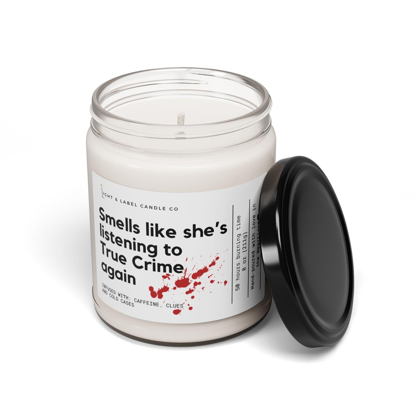 Smells Like She's Listening To True Crime Again Candle, True Crime Gift, Gift For Her, True Crime Birthday, Crime Podcast Lover Gift