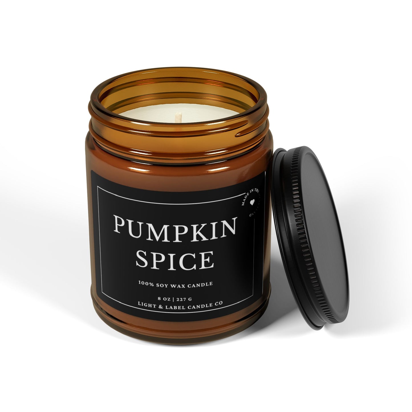 Pumpkin Spice Fall Soy Wax Candle| Fall Scented Candle in Amber Jar| Fall Natural Non Toxic Hand-Poured Soy Wax Candle | Classic Collection