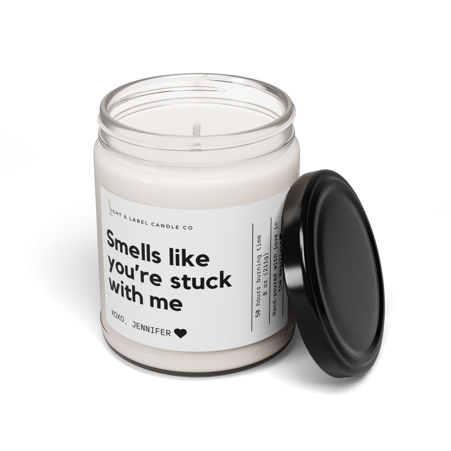 Smells Like You're Stuck With Me Personalized Candle, Girlfriend Gift, Boyfriend Gift, Gifts For Him, Anniversary Gift, Best Friend Gift