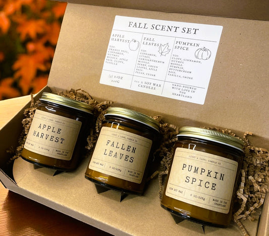 Fall Candles Gift Set | Pumpkin Spice, Apple Harvest, Fallen Leaves Non-Toxic Soy Wax Candles Gift | 3 Pack Candles Gift Set for Fall Lover
