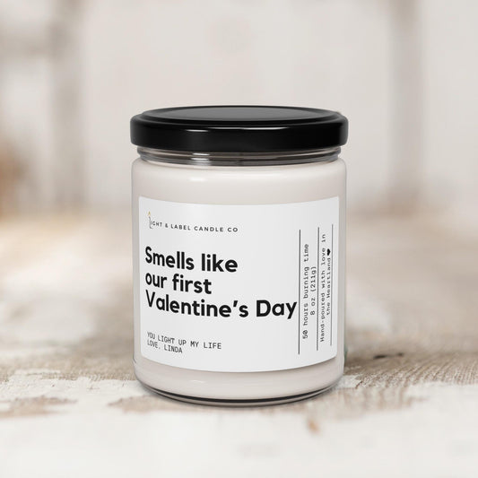First Valentines day soy wax candle gift personalized