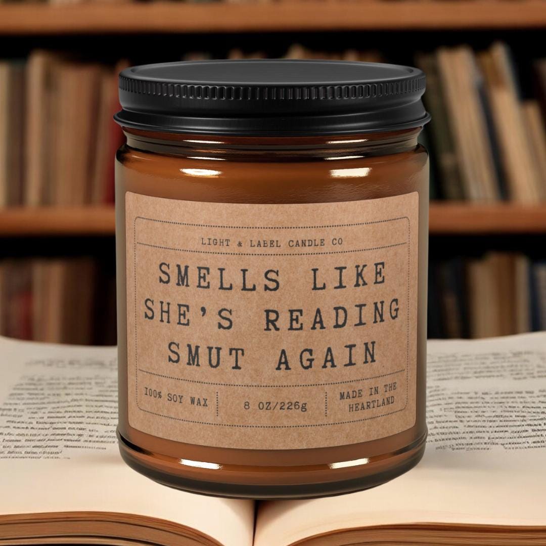 Smells Like She's Reading Smut Again Candle Gift | Book Lover Gift | Book Club Gift | Reading Candle | Bookworm Gift | Funny Smut Candle
