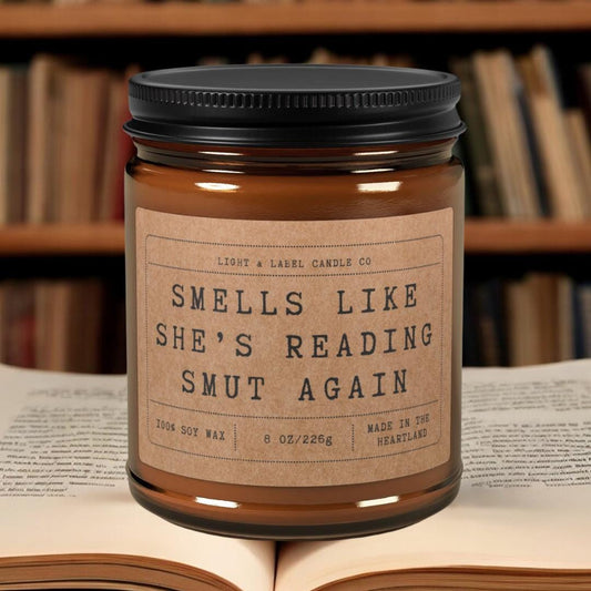 Smells Like She's Reading Smut Again Candle Gift | Book Lover Gift | Book Club Gift | Reading Candle | Bookworm Gift | Funny Smut Candle