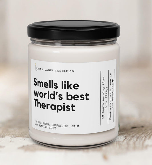 Smells Like World's Best Therapist Soy Candle | Gift For Therapist, Therapist Gift, Therapist Birthday Gift, Christmas Gift for Therapist