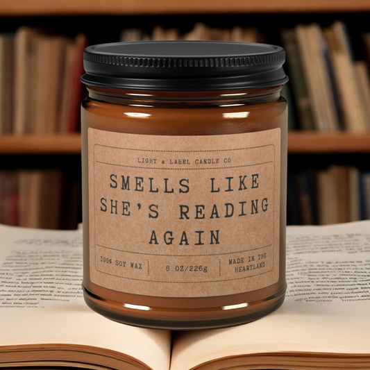 Smells Like She's Reading Again Candle Gift | Book Lover Gift| Book Club Gift | Reading Candle | Bookworm Gift | Bookish Candle