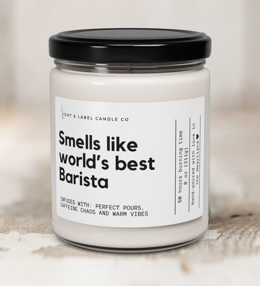 Worlds Best Barista Candle Gift, Coffee Shop Worker Gift, Cafe Employee Gift, Coffee Maker Gift, Coffee Lover Barista Thank You Gift