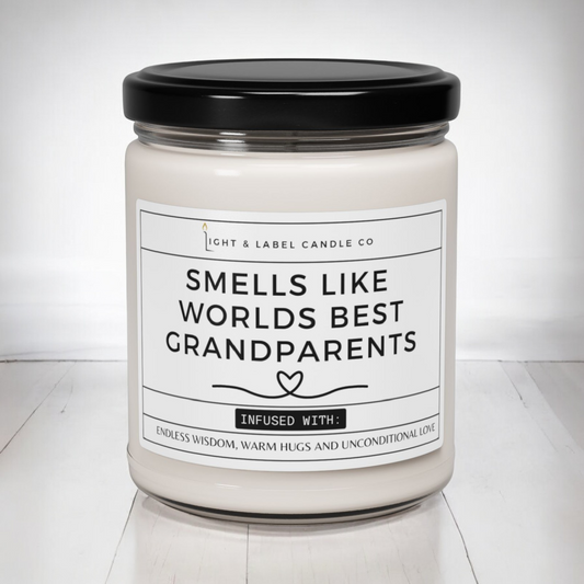 Smells Like Worlds Best Grandparents Candle | Grandparents Gift | Grandma Gift | Grandparents Day Gift | Grandpa Gift | 9 oz Soy Candle