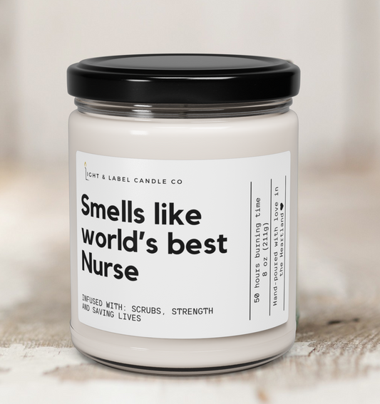 Smells Like Worlds Best Nurse Candle Gift - Registered Nurse Gift, Present For Nurses, New Nurse Gift, Nurse Christmas Gift, Nurse Grad Gift
