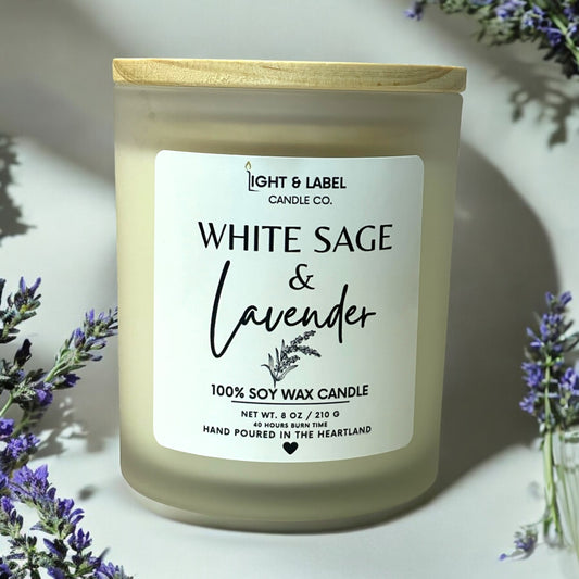 White Sage & Lavender Soy Wax Candle| Relaxation Gift | Natural Non Toxic Hand-Poured Soy Wax Candle | Gift for Her | Signature Collection